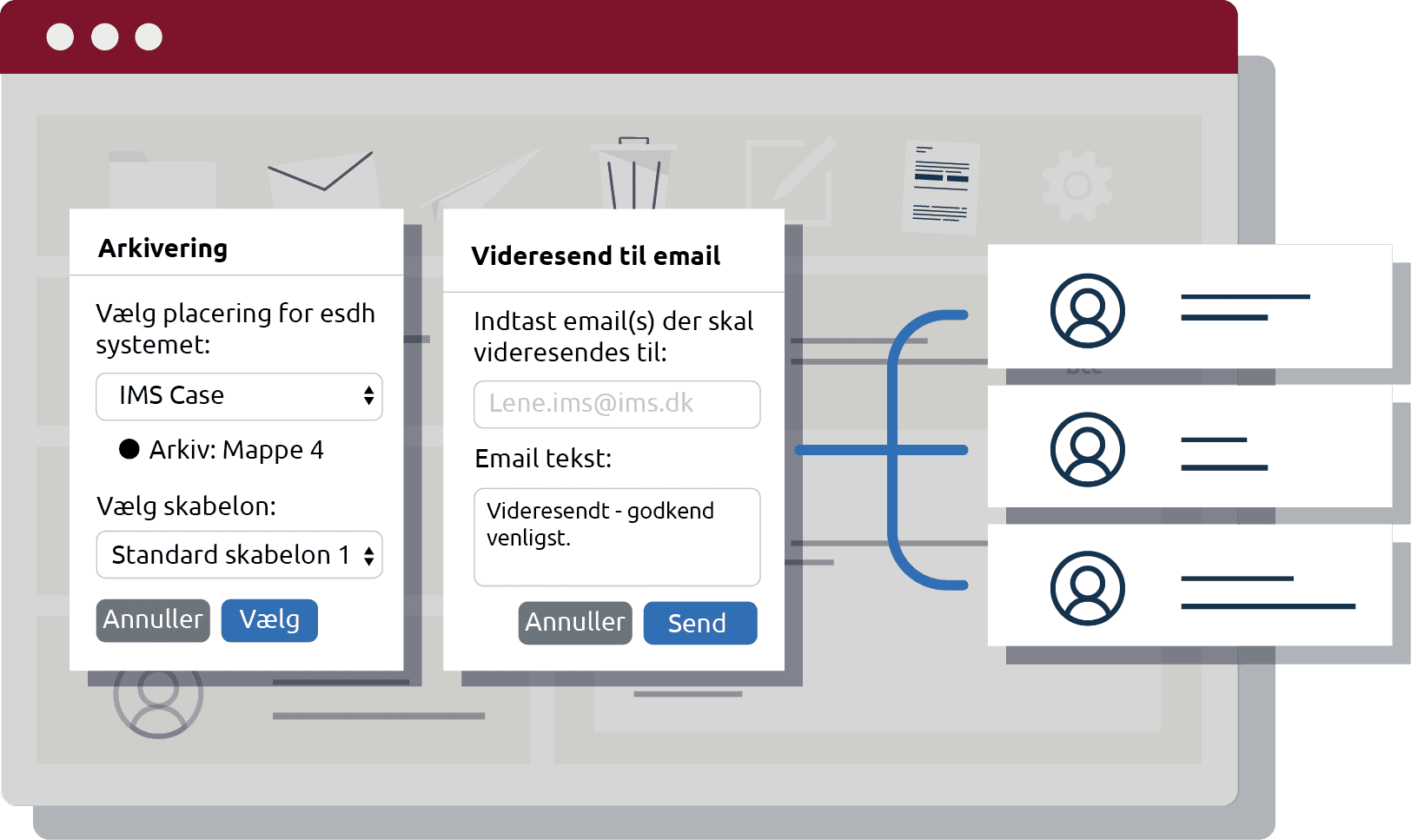IMS DigitalPost – arkivering til ESDH-system og videresendelse til email med godkendelsesflow