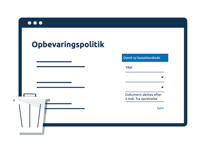 IMS Case opbevaringspolitik med kassationskode og automatisk dokumentsletning